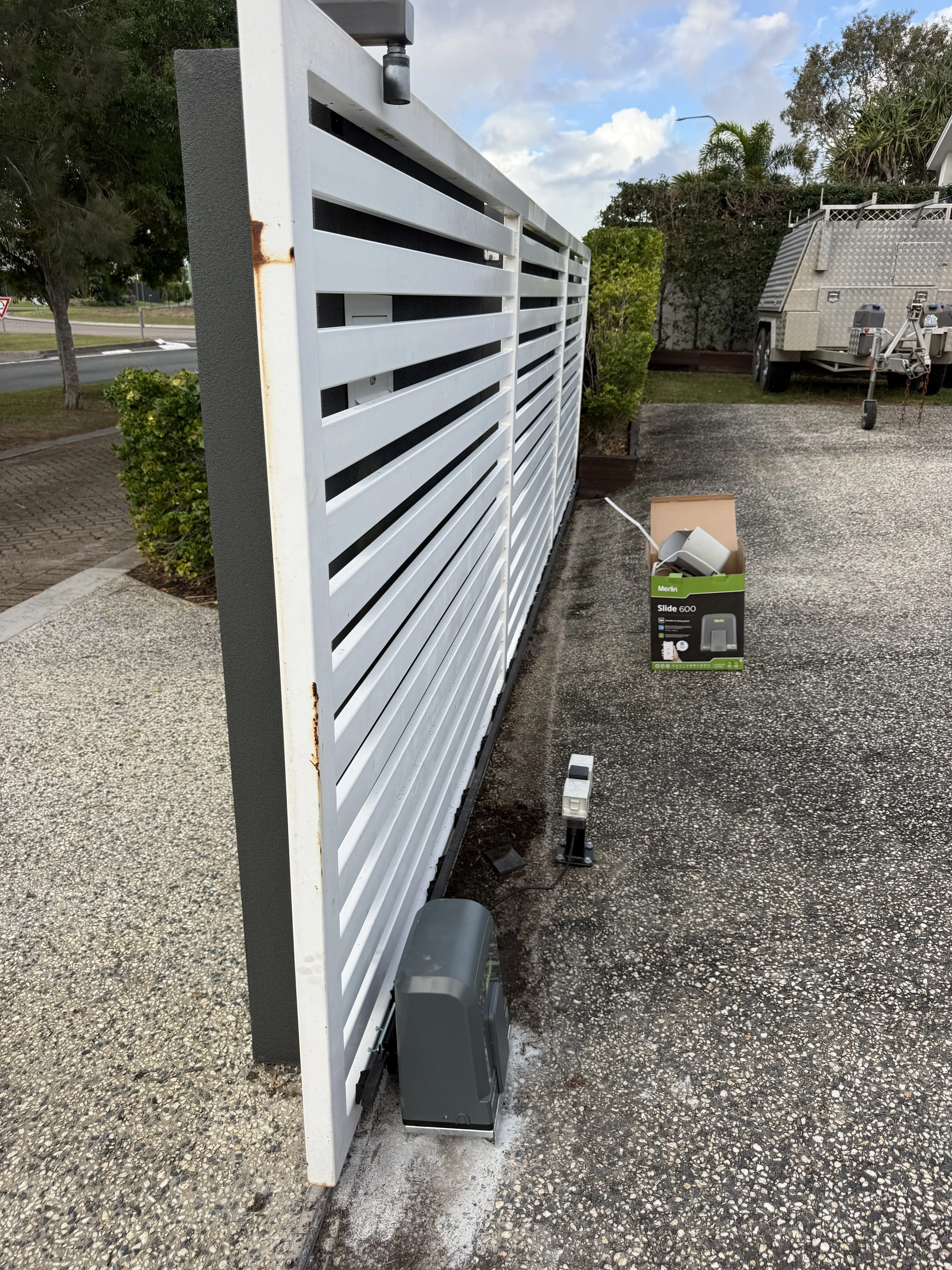 Sliding gate motor installation — side view Gold Coast